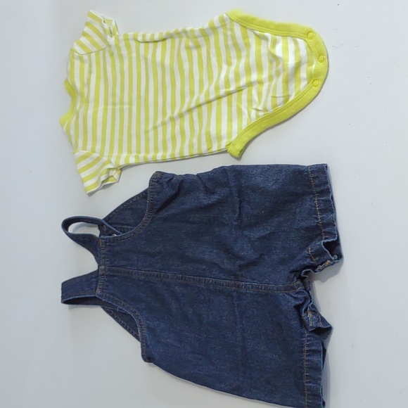 Carters Just One You 9 M 2 pc denim shortall onesie tee shirt overall bibs - Picture 5 of 7